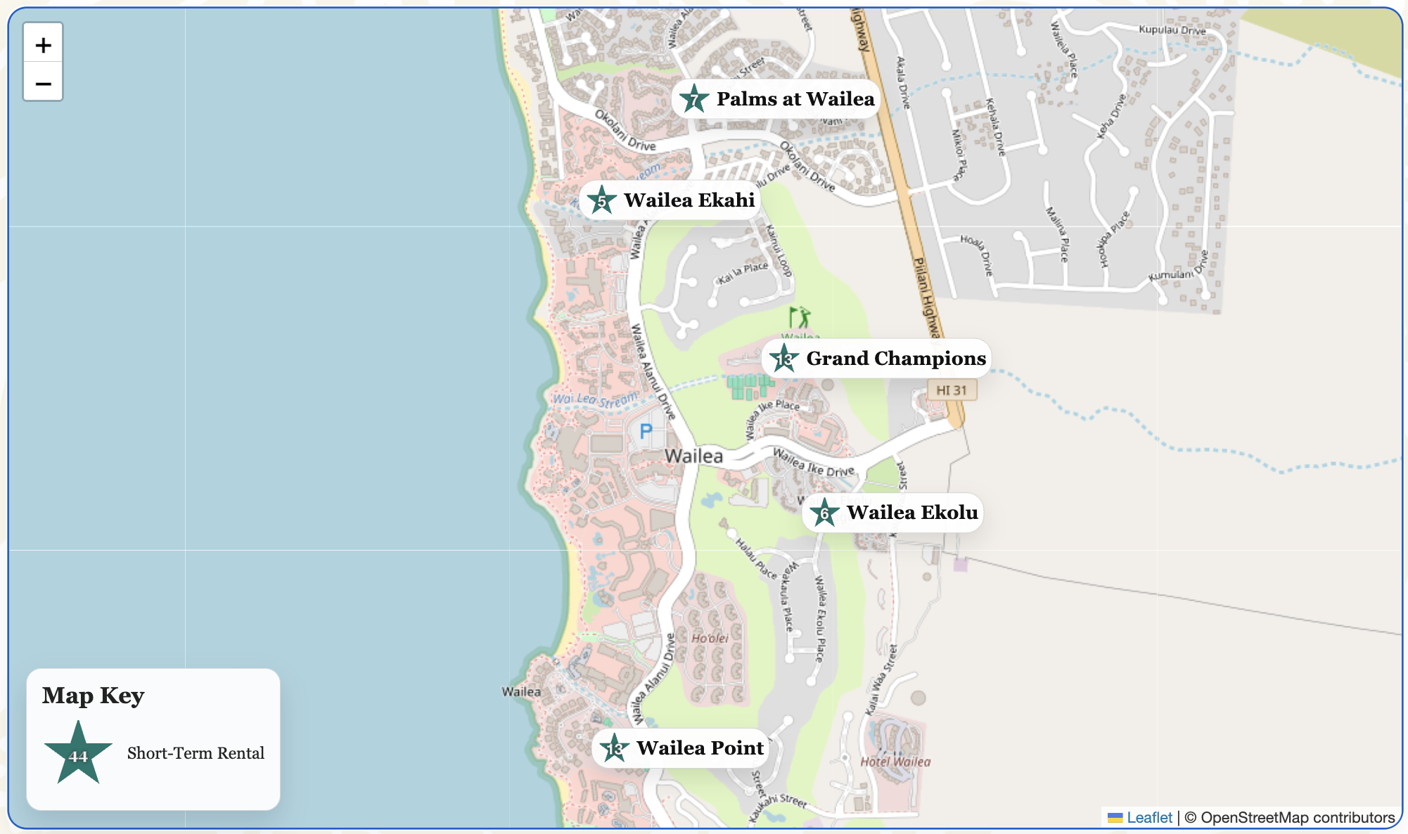 Open the Wailea Short-Term Rental Condos interactive map